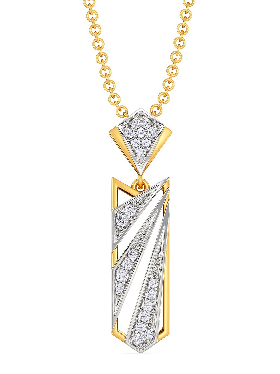 

MELORRA Boss Girl Diamond-Studded Rhodium-Plated 18KT Gold Pendant-2.56gm, Yellow
