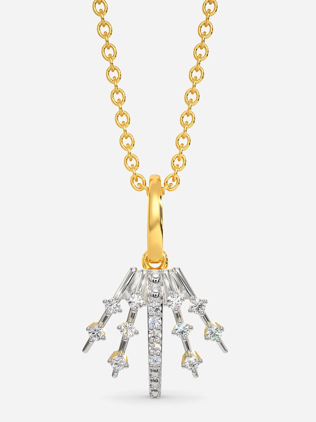 

MELORRA Glitter Chic Diamond-Studded Rhodium-Plated 18KT Gold Pendant-1.64gm