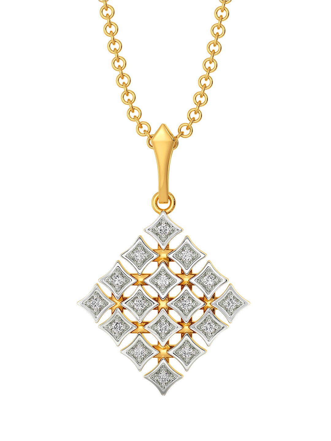 

MELORRA TGIF Fete Diamond-Studded Rhodium-Plated 18KT Gold Pendant-3.59gm