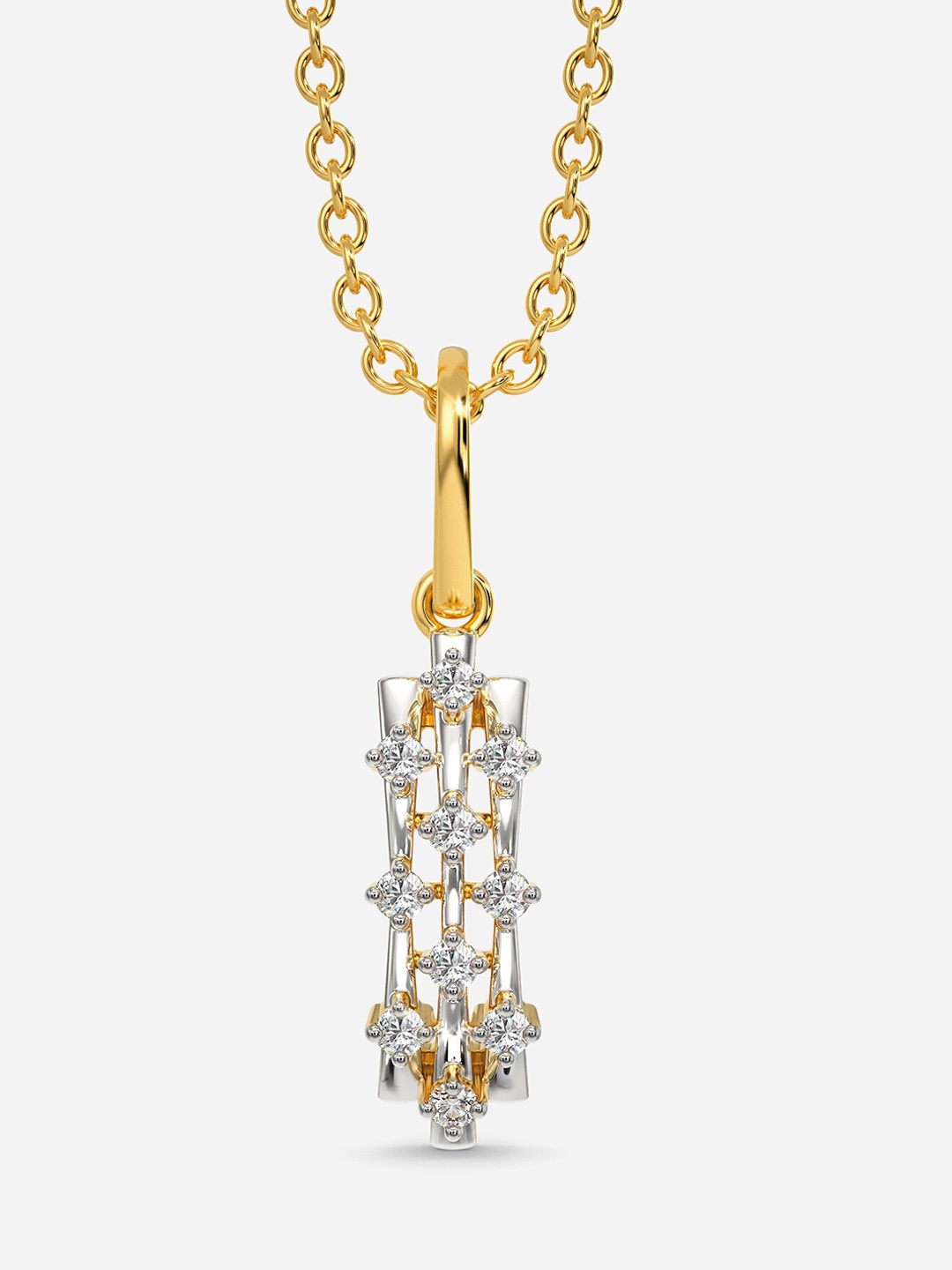 

MELORRA 18KT Sparkle Fest Diamond-Studded Rhodium-Plated 18KT Gold Pendant-1.31gm