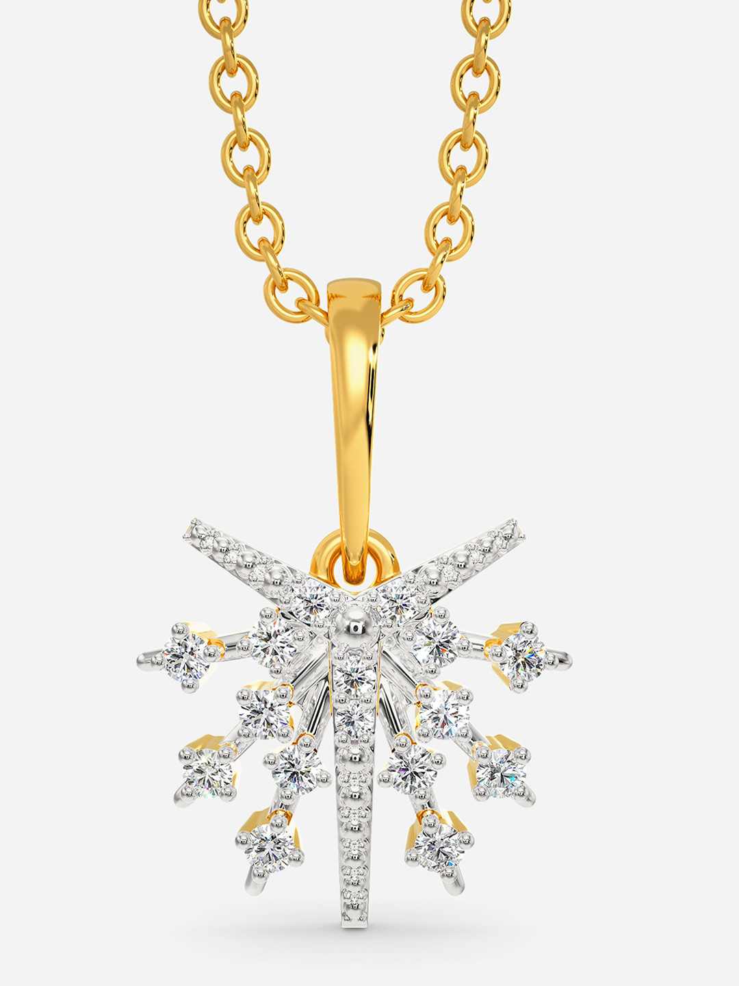 

MELORRA Night Soiree Diamond-Studded Rhodium-Plated 18KT Gold Pendant- 1.61 gm