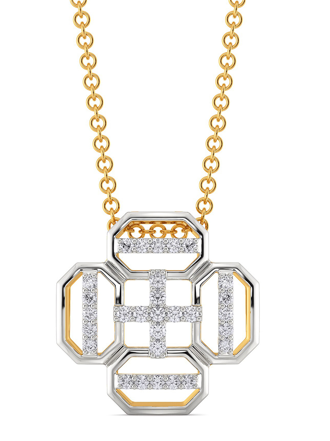 

MELORRA The Carryall Diamond-Studded Rhodium-Plated 18KT Gold Pendant-2.15gm