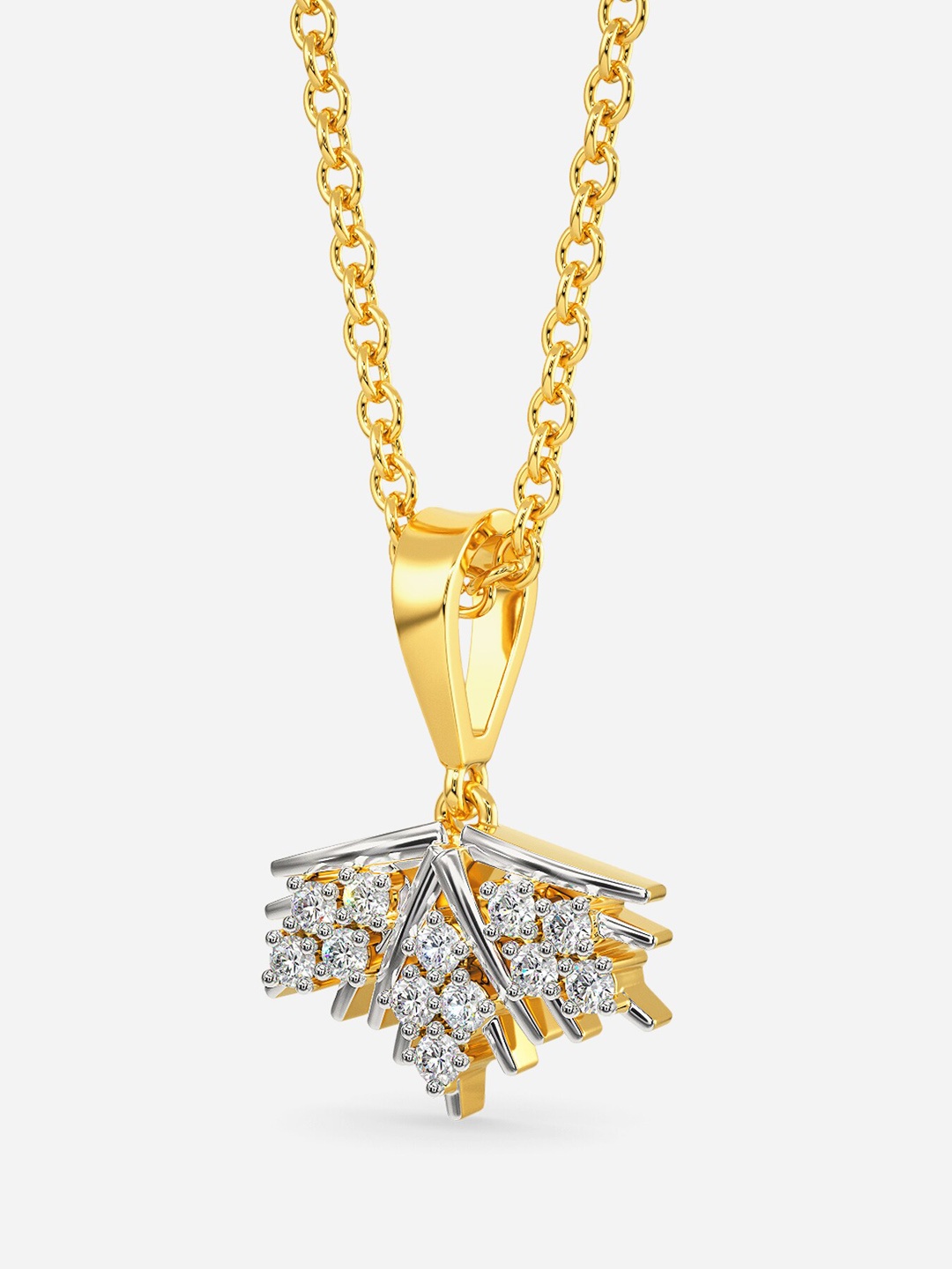 

MELORRA Shimmer n Shimmy Diamond-Studded Rhodium-Plated 18KT Gold Pendant-1.46gm