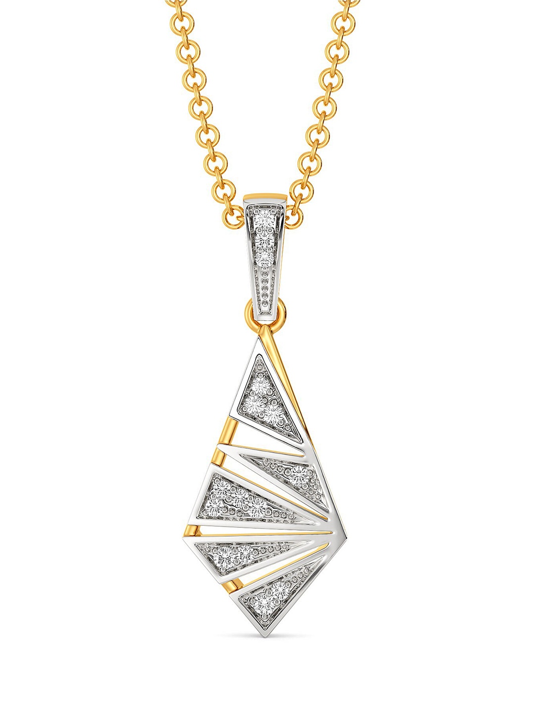 

MELORRA Power Trip Diamond-Studded Rhodium-Plated 18KT Gold Pendant-1.88gm