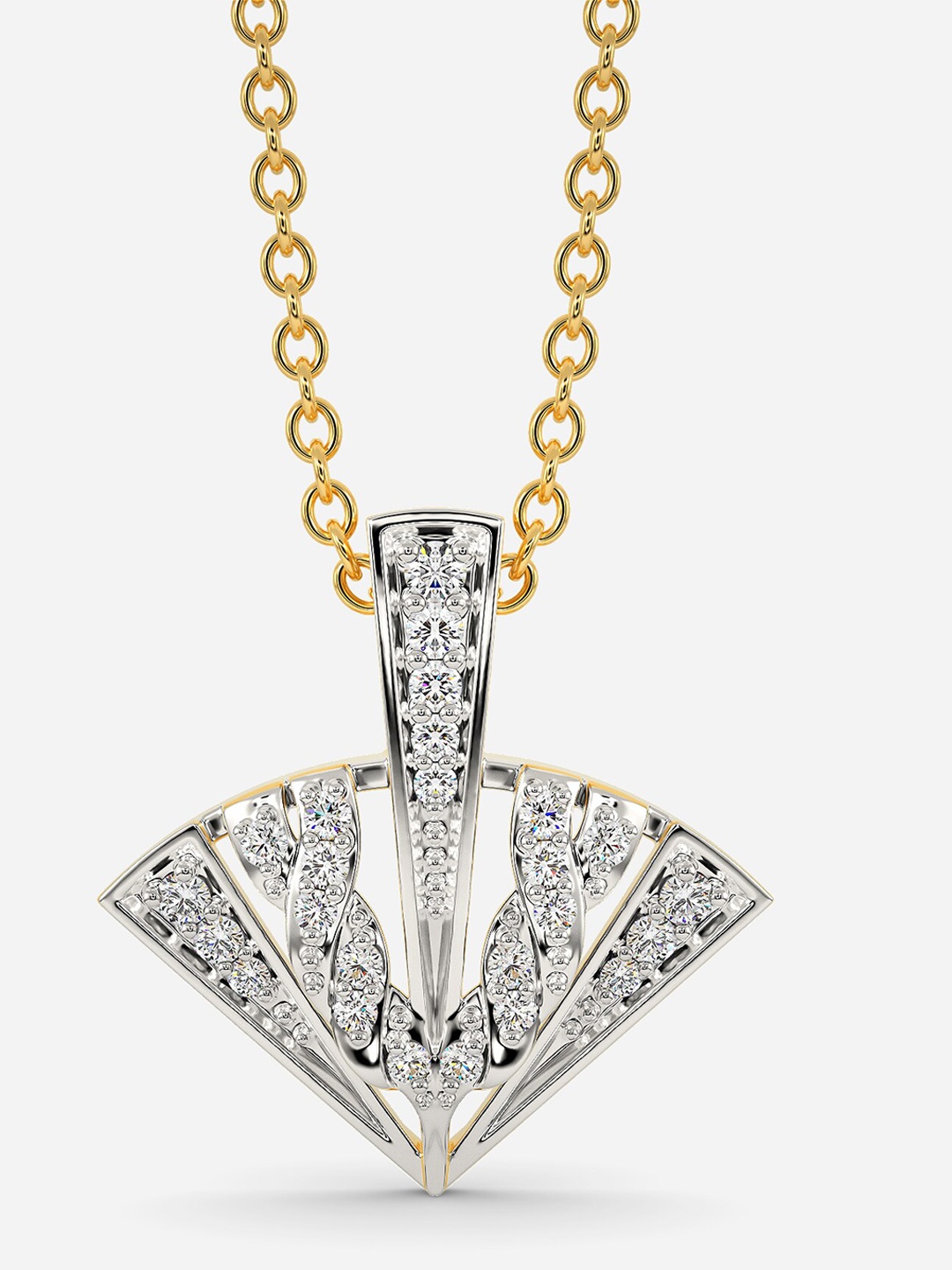 

MELORRA Knit My Story Diamond-Studded Rhodium-Plated 18KT Gold Pendant-2.13gm