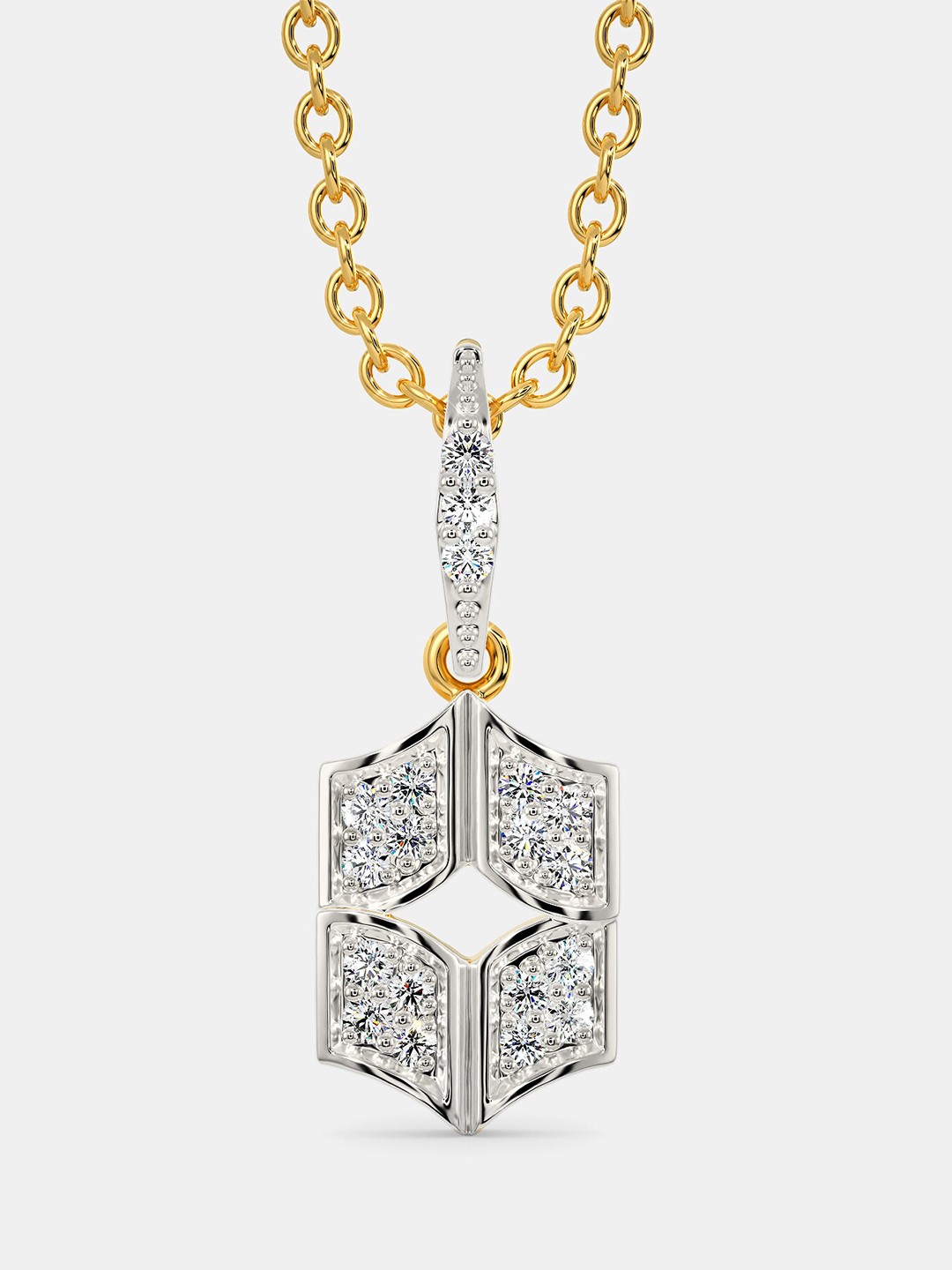 

MELORRA Knits All Over Diamond-Studded Rhodium-Plated 18KT Gold Pendant-1.06gm