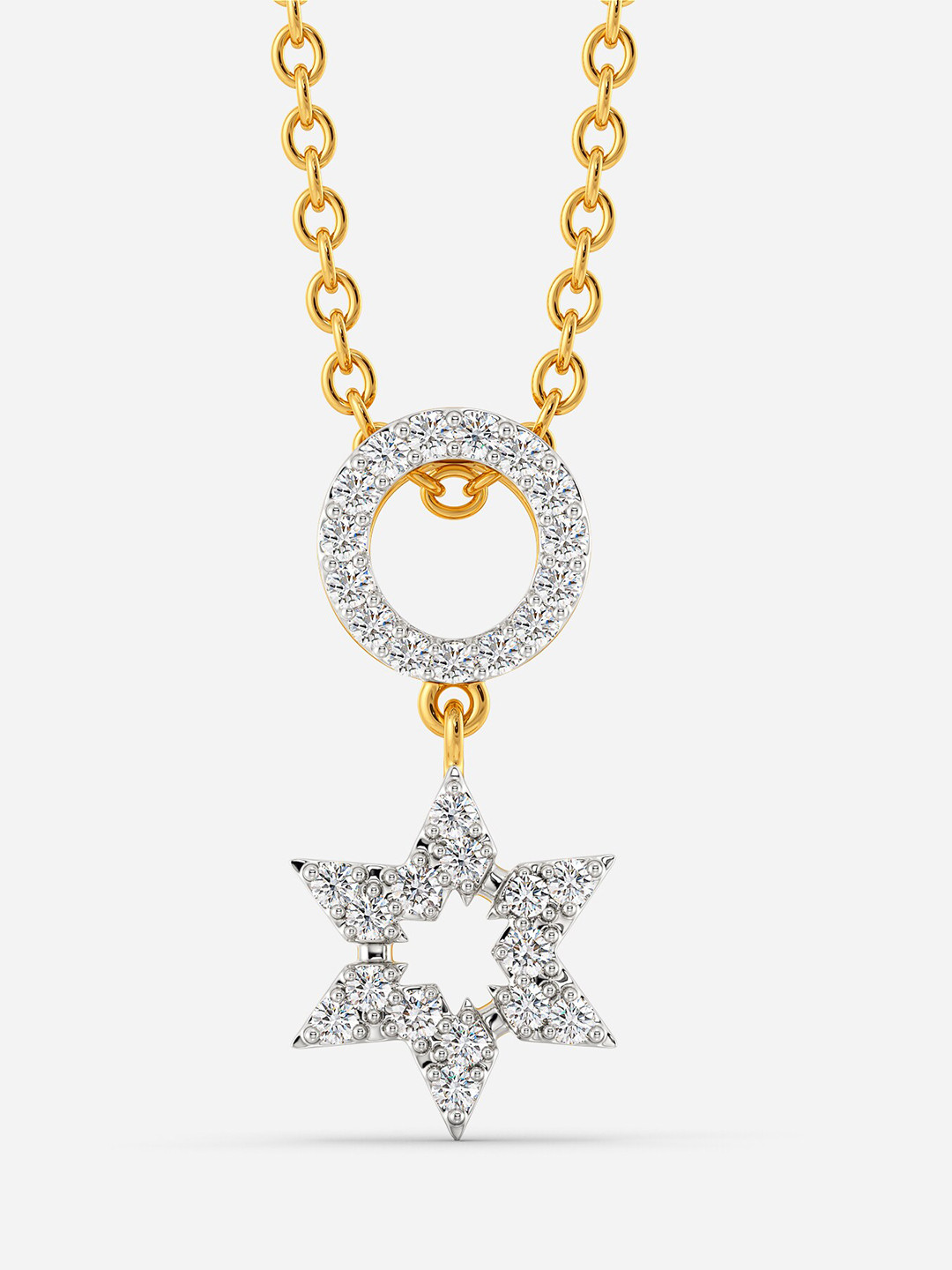 

MELORRA Logo Squared Diamond-Studded Rhodium-Plated 18KT Gold Pendant-1.24gm