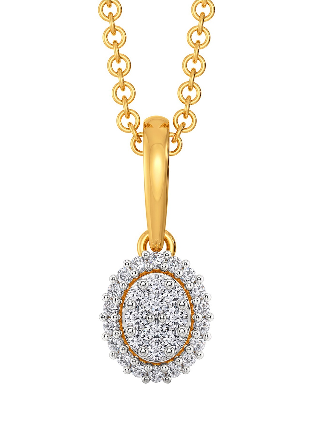 

MELORRA Mod Mystery Diamond-Studded Rhodium-Plated 18KT Gold Pendant- 1.03 gm