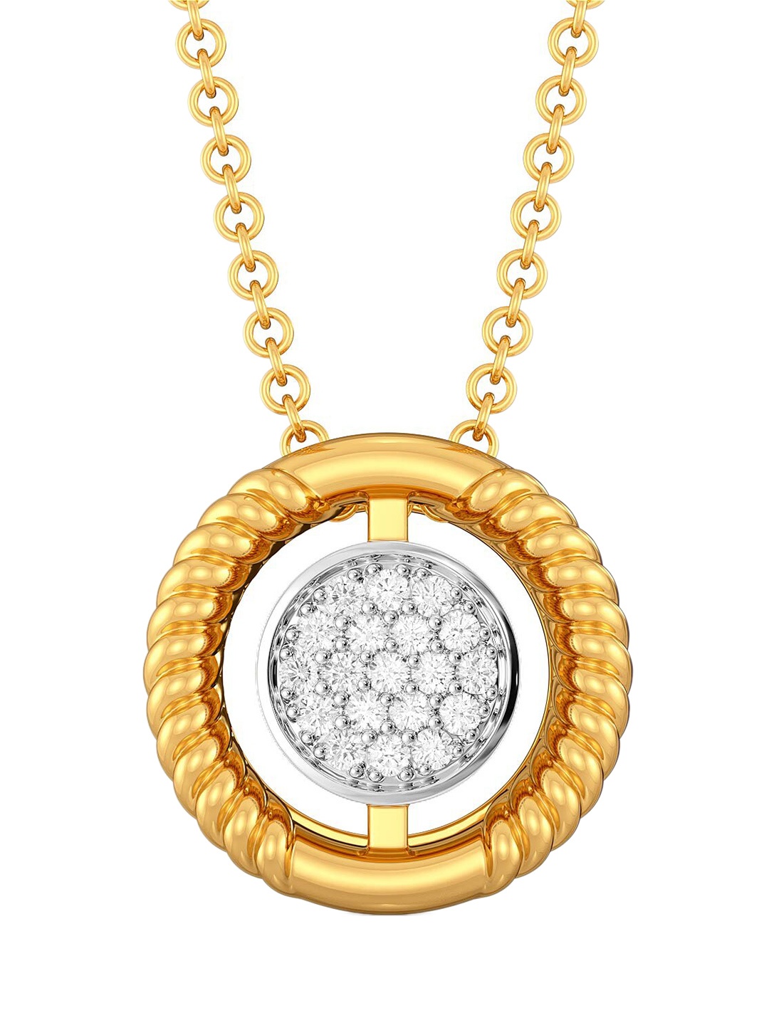 

MELORRA 18KT Roman Radar Gold Diamond Pendants-3.39 g, Yellow