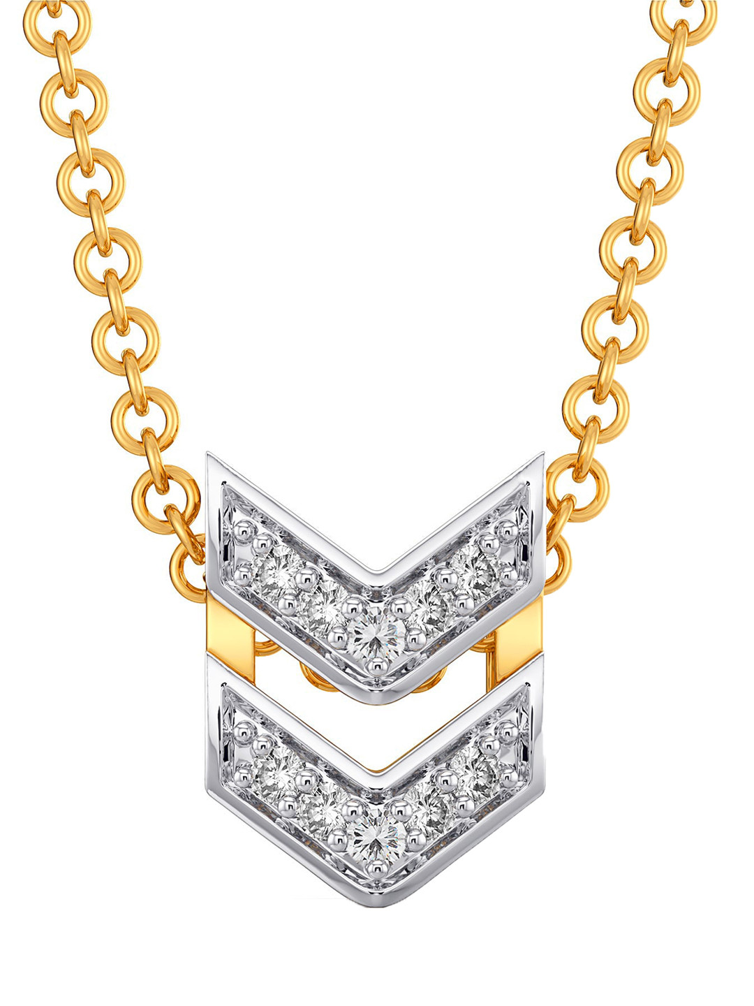 

MELORRA Code Bougie Diamond-Studded Rhodium-Plated 18KT Gold Pendant- 1.0 gm