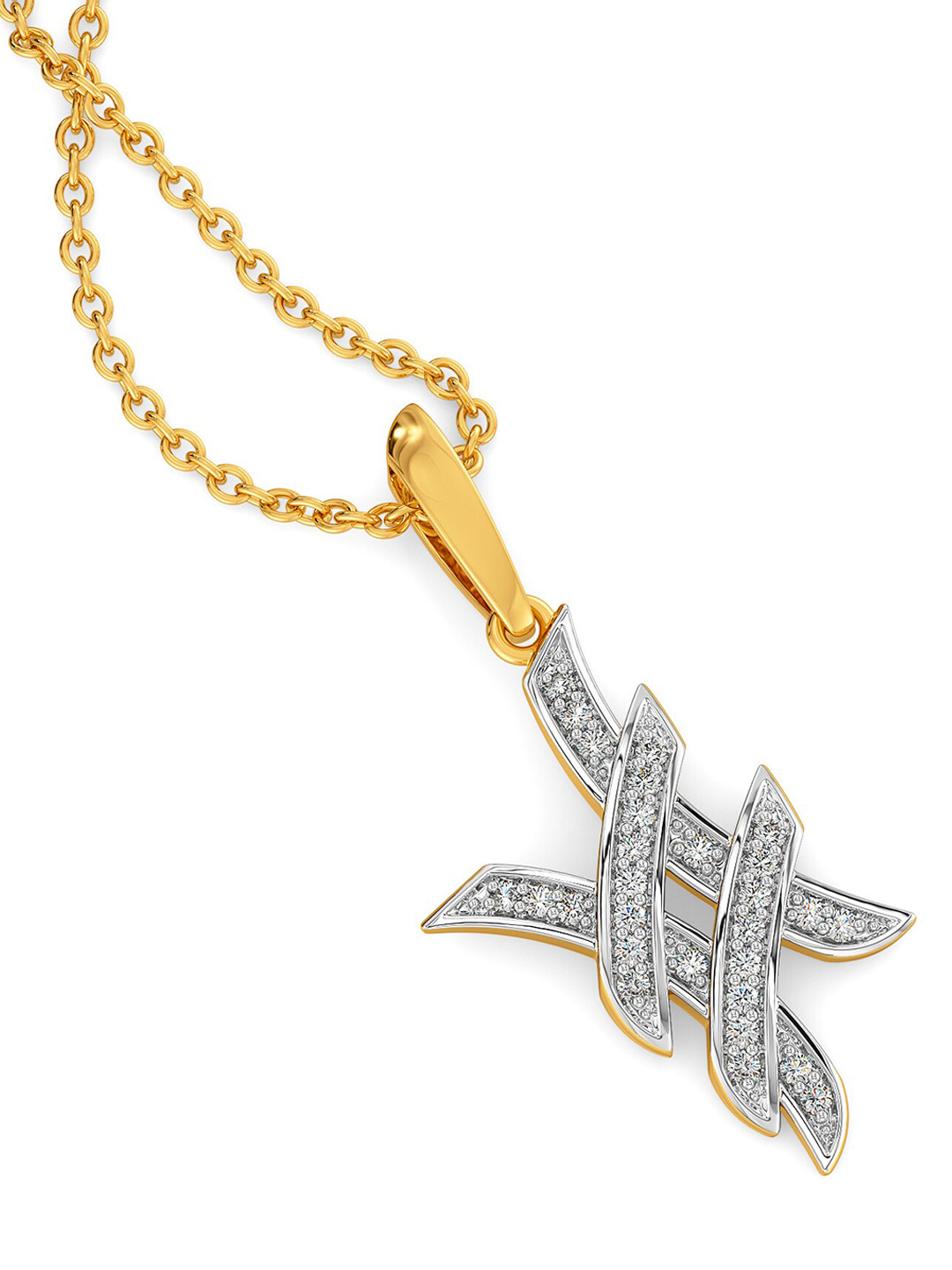 

MELORRA Reinvented Diamond-Studded Rhodium-Plated 18KT Gold Pendant- 2.45 gm