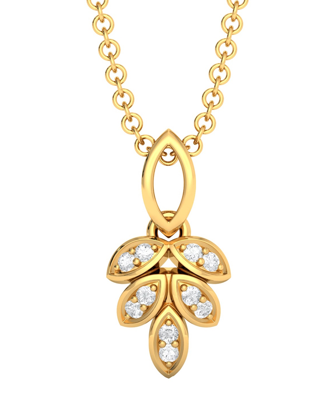 

MELORRA Bunched up Bright Diamond-Studded 18KT Gold Pendant-1.39 gm