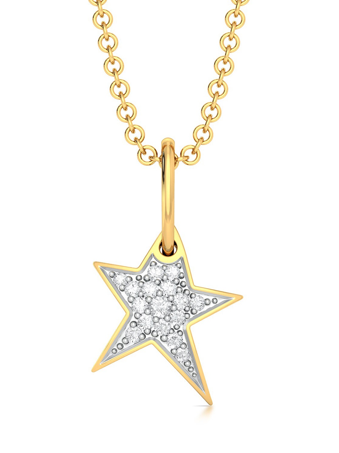 

MELORRA Stars Inc. Diamond-Studded Rhodium-Plated 18KT Gold Pendant- 1 gm