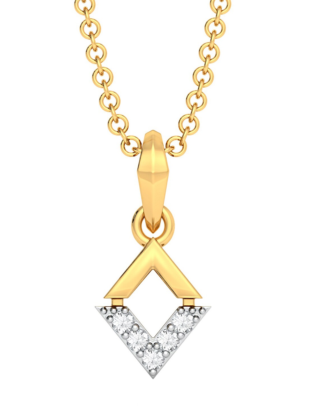 

MELORRA Dual Spectacle Diamond-Studded Rhodium-Plated 18KT Gold Pendant-0.85gm