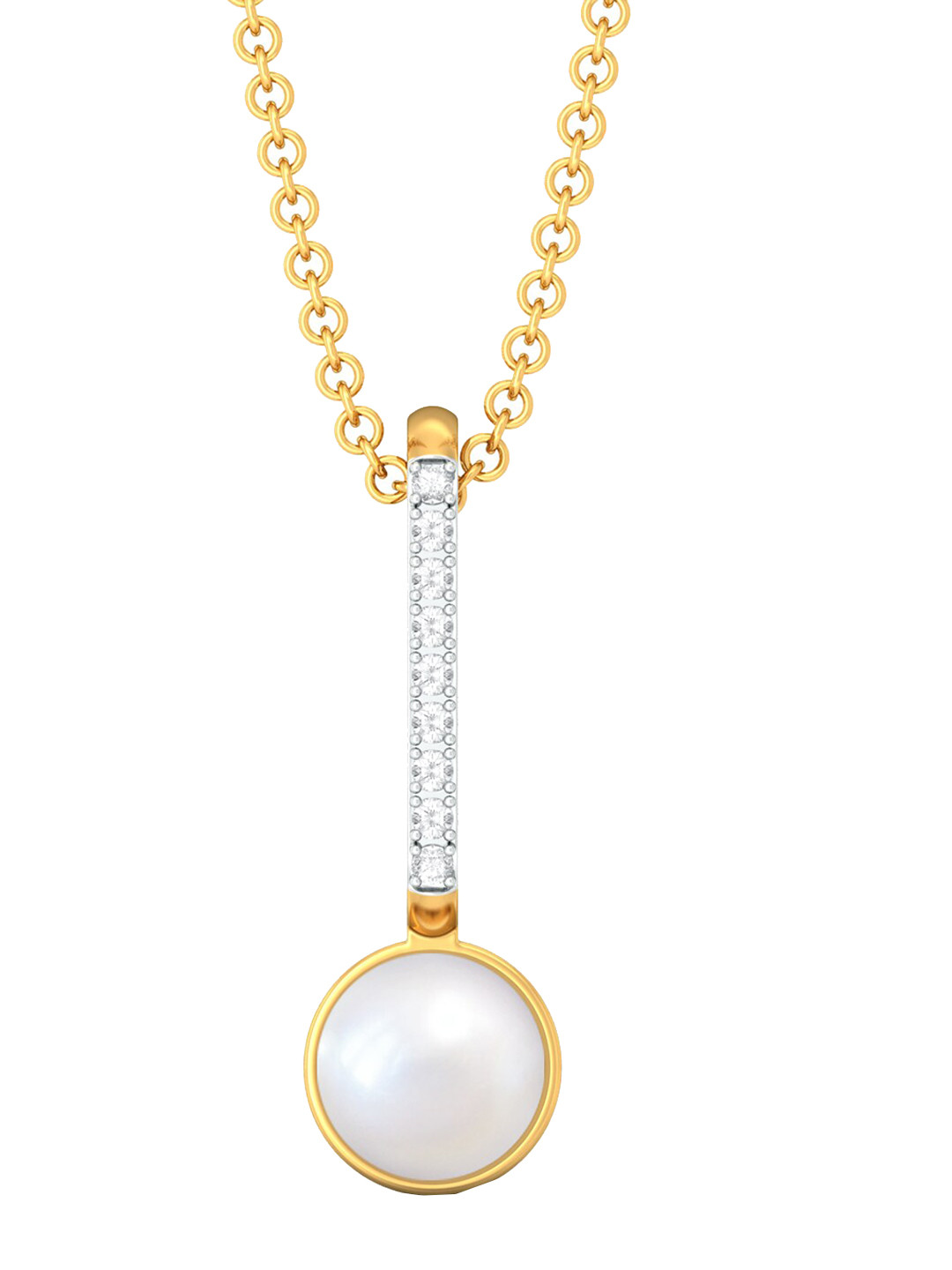 

MELORRA 18KT Gold Pearl Pendant with Diamonds-1.3g