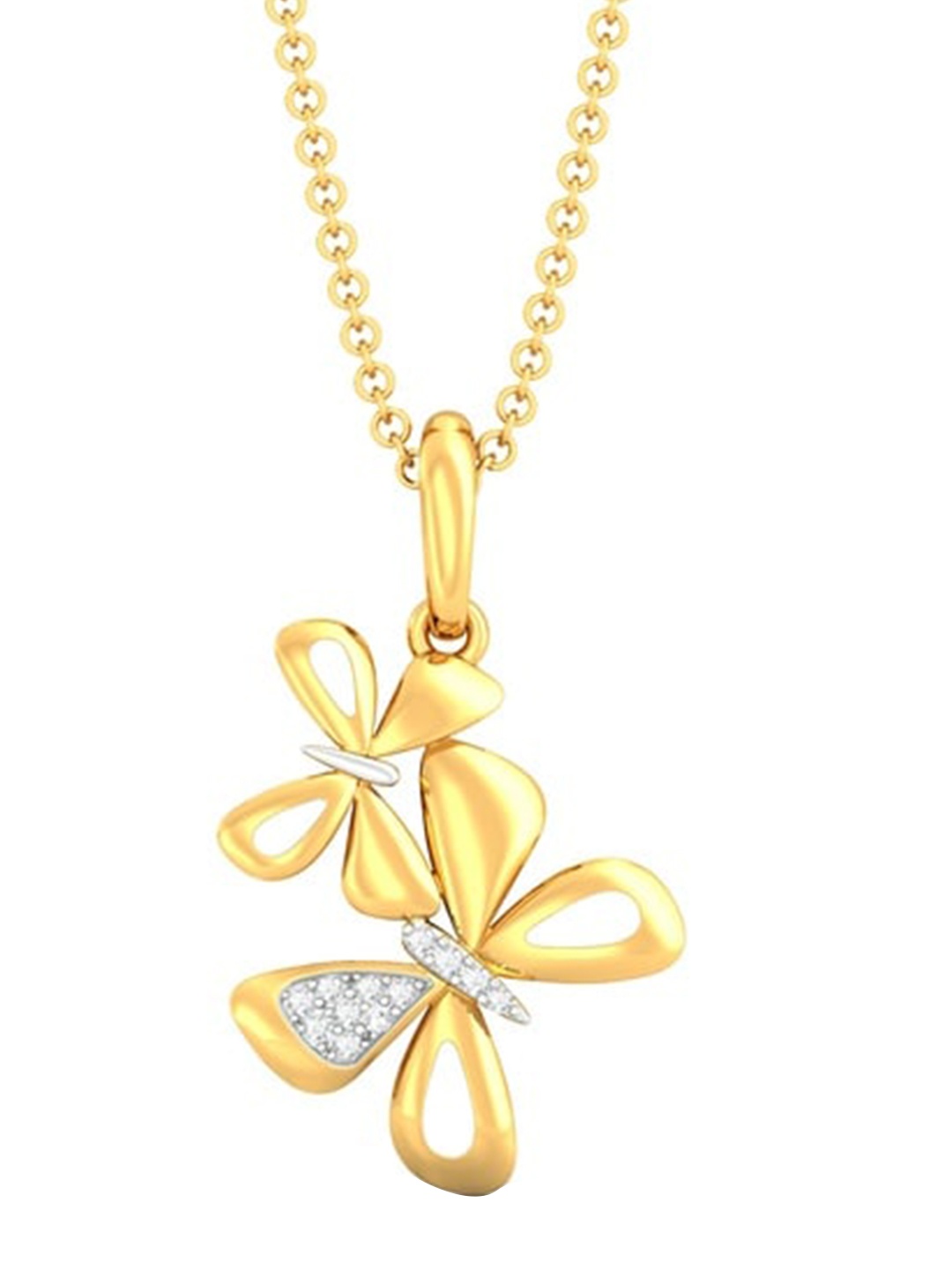 

MELORRA Flirty Flutters Diamond-Studded 18KT Gold Pendant - 3.23gm