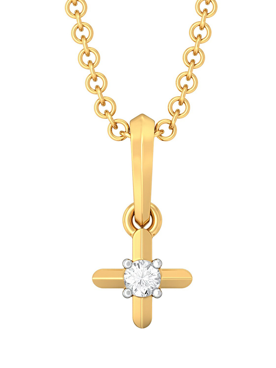 

MELORRA Crossover Gloss Diamond-Studded Rhodium-Plated 18KT Gold Pendant- 0.87 gm