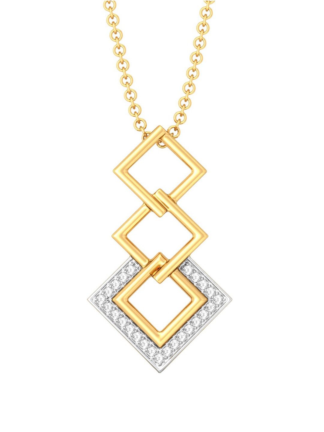 

MELORRA Squared Away Diamond-Studded 18KT Gold Pendant - 3.24gm