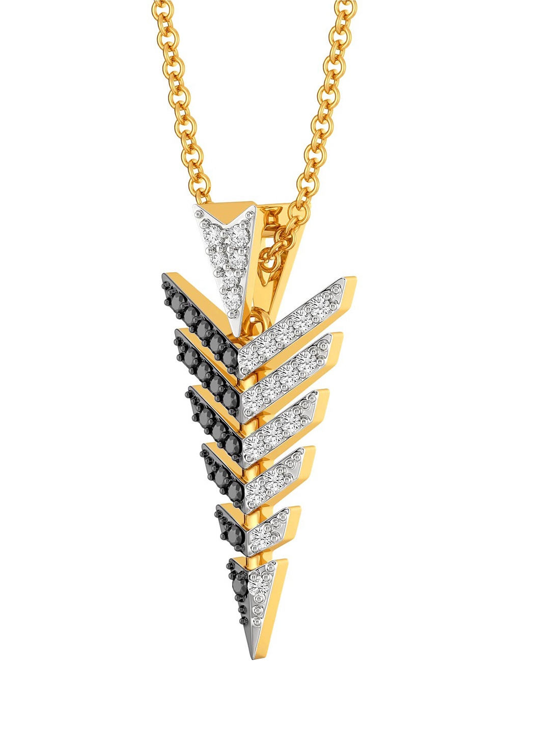

MELORRA Black N Bold Diamond-Studded Rhodium-Plated 18KT Gold Pendant- 2.65 gm