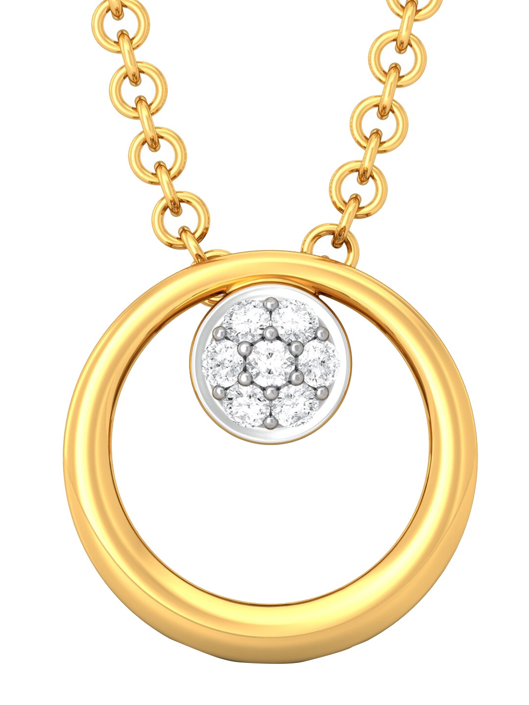 

MELORRA Sunflower Diamond-Studded Rhodium-Plated 18KT Gold Pendant-1.19gm