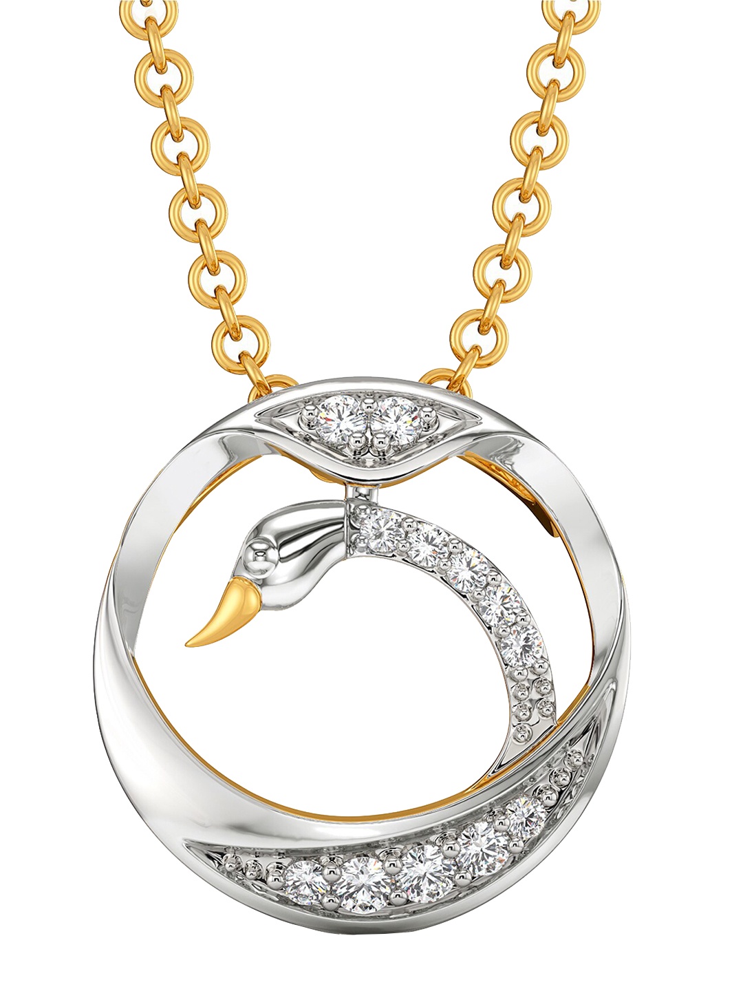 

MELORRA Brave N Blanc Diamond-Studded Rhodium-Plated 18KT Gold Pendant- 1.48 gm