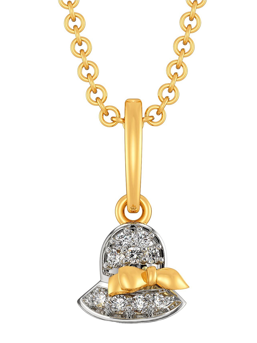

MELORRA Millinery Muse Diamond-Studded Rhodium-Plated 18KT Gold Pendant- 0.92 gm