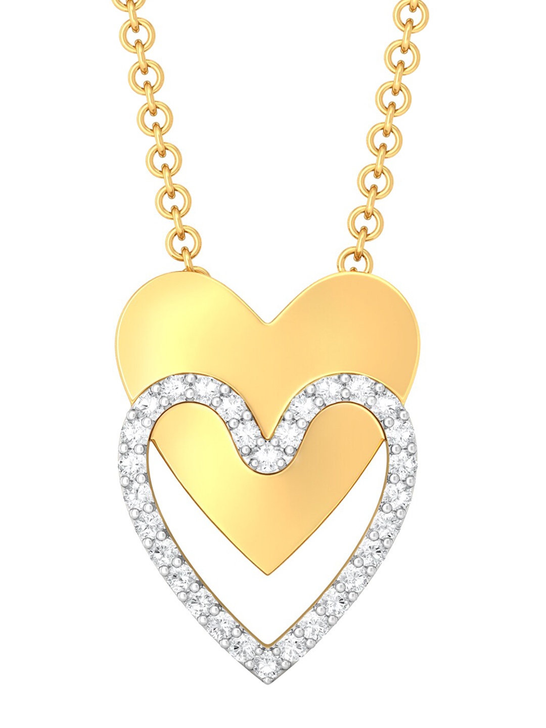 

MELORRA Twice as Nice Rhodium-Plated 18KT Gold Diamond Pendant-2.47gm