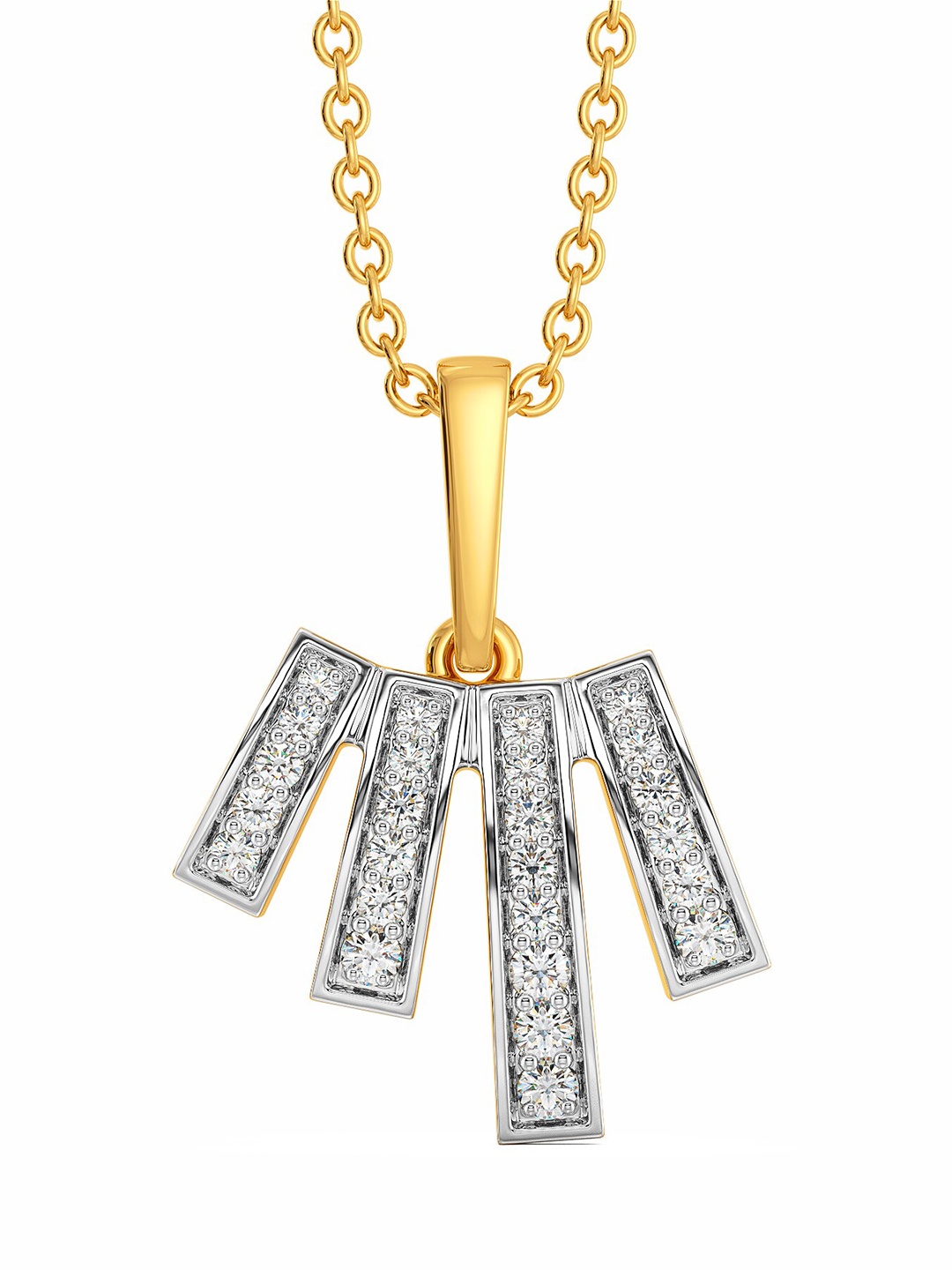 

MELORRA Mod Makeover Diamond-Studded Rhodium-Plated 18KT Gold Pendant- 2.57 gm