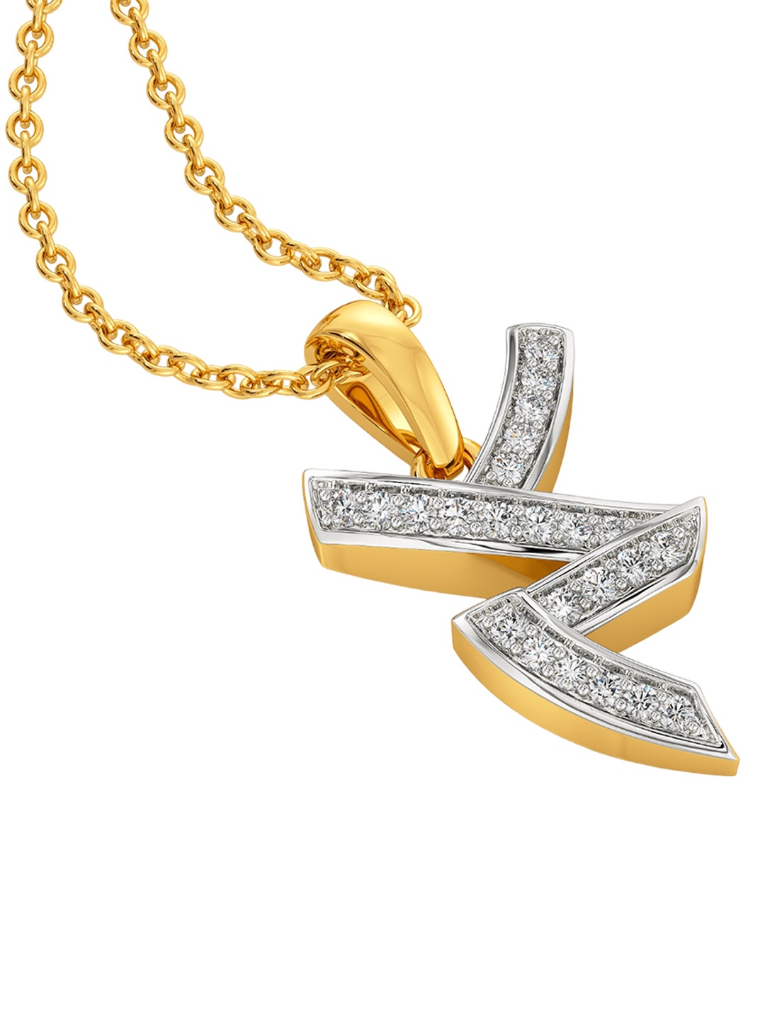 

MELORRA Mod Monochrome Diamond-Studded Rhodium-Plated 18KT Gold Pendant- 3.01gm