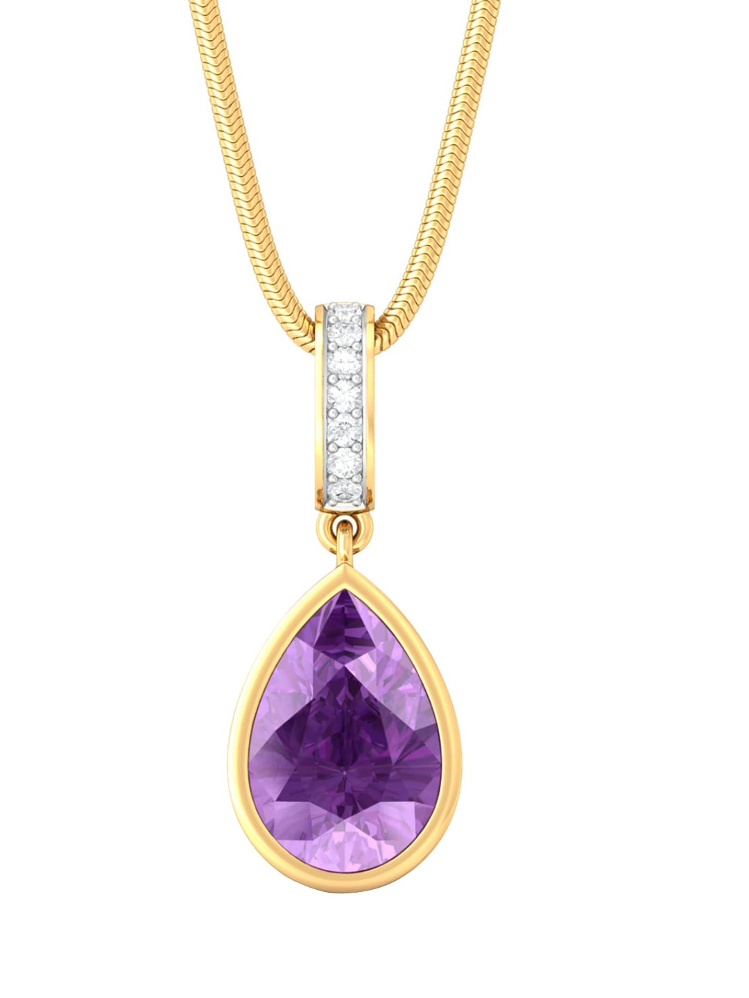 

MELORRA Plum Divine Diamond-Studded 18KT Gold Pendant- 2.23 gm