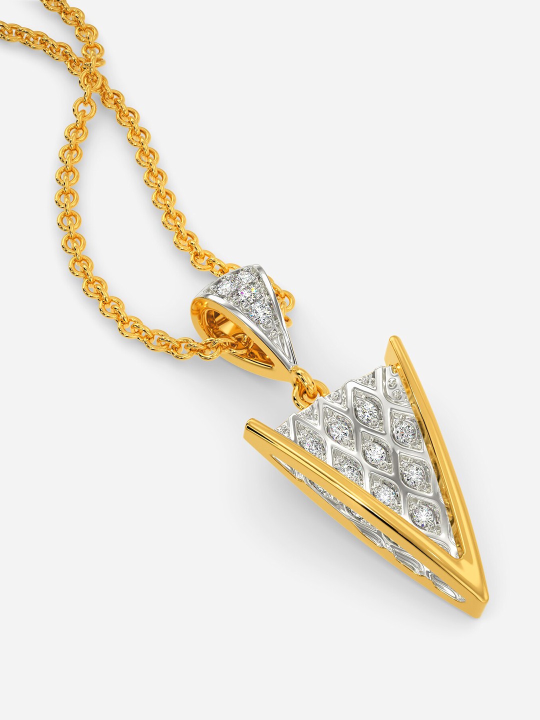 

MELORRA Knit The Hourglass Diamond-Studded Rhodium-Plated 18KT Gold Pendant-2.5gm