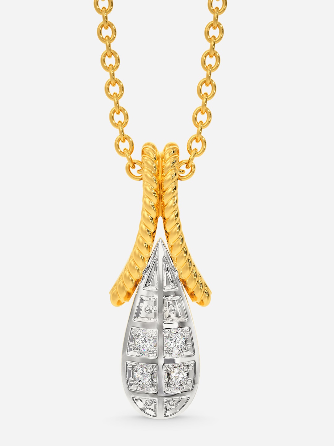 

MELORRA Vintage Vacay Diamond-Studded Rhodium-Plated 18KT Gold Pendant-2.22gm