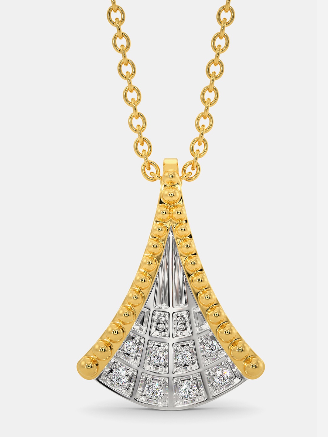 

MELORRA Sleek N Sixty Diamond-Studded Rhodium-Plated 18KT Gold Pendant-2.5gm