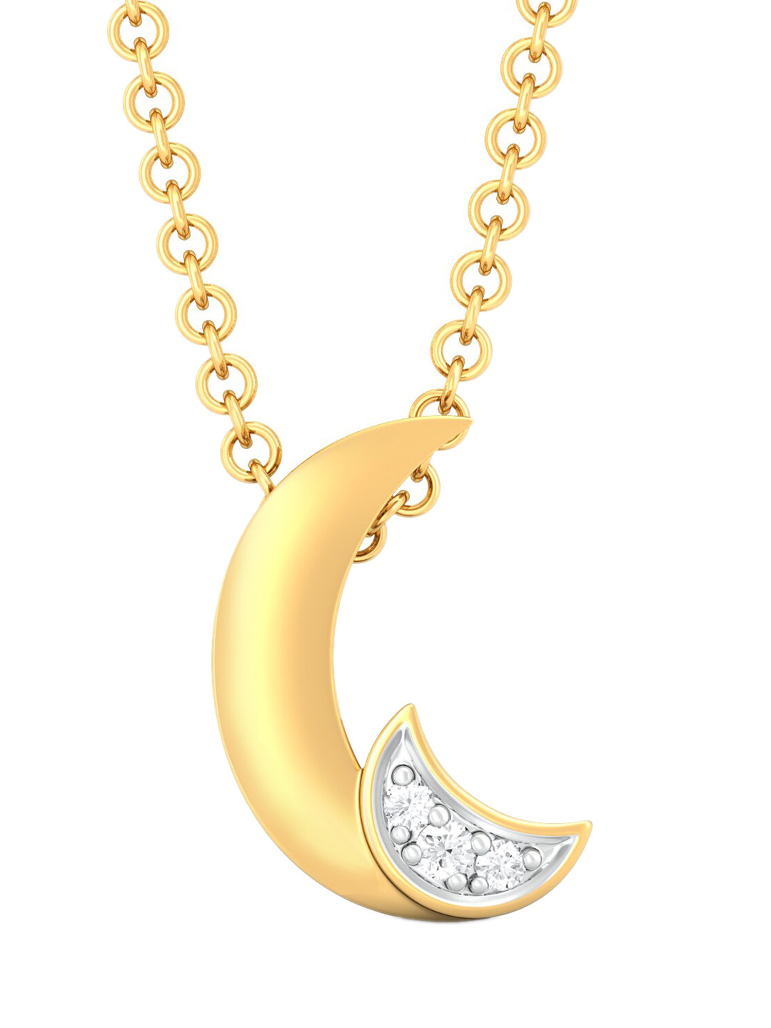 

MELORRA Moondance Diamond-Studded Rhodium-Plated 18KT Gold Pendant-1.27gm