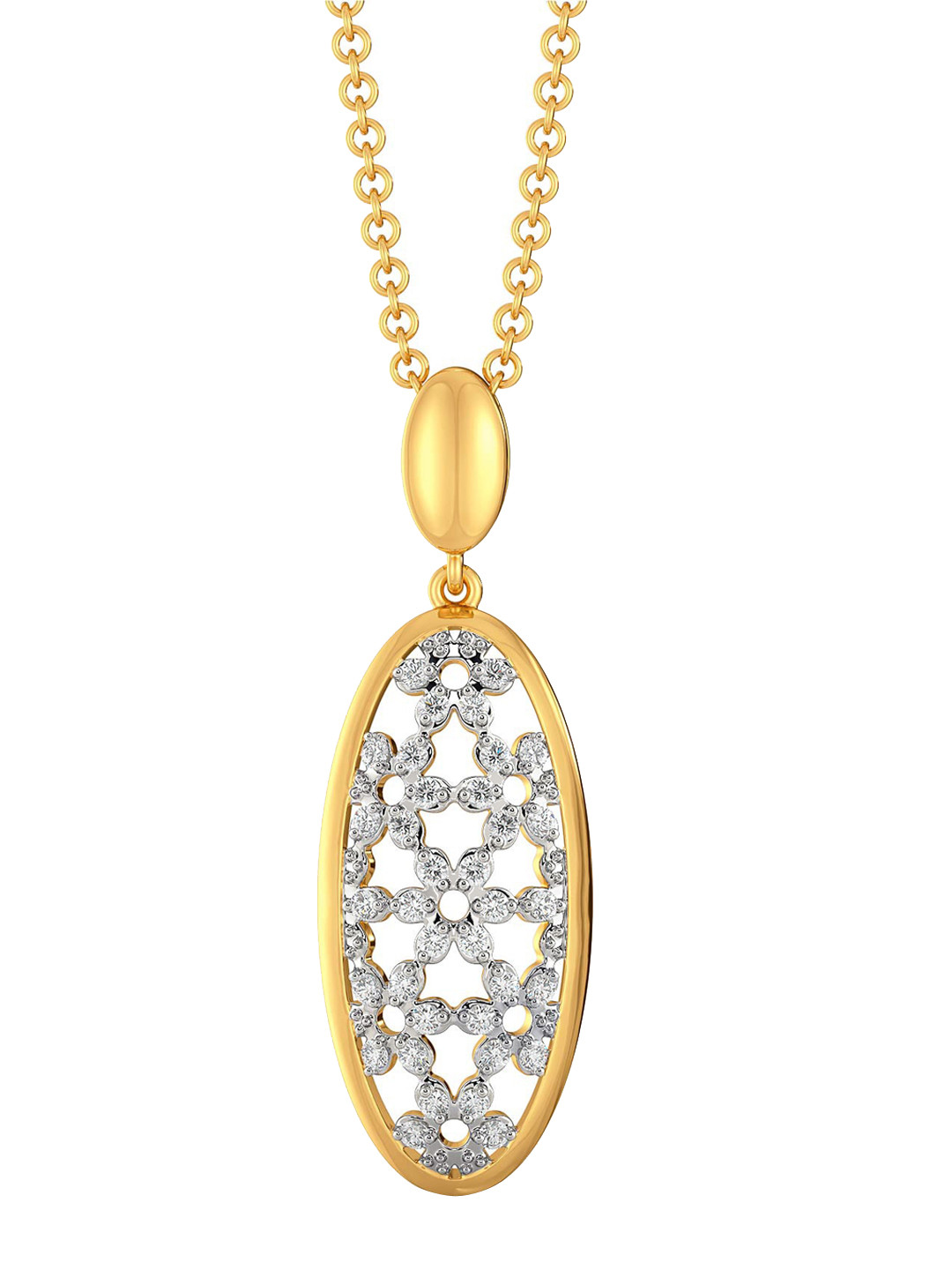 

MELORRA Ace of Lace Diamond-Studded Rhodium-Plated 18KT Gold Pendant- 2.54gm