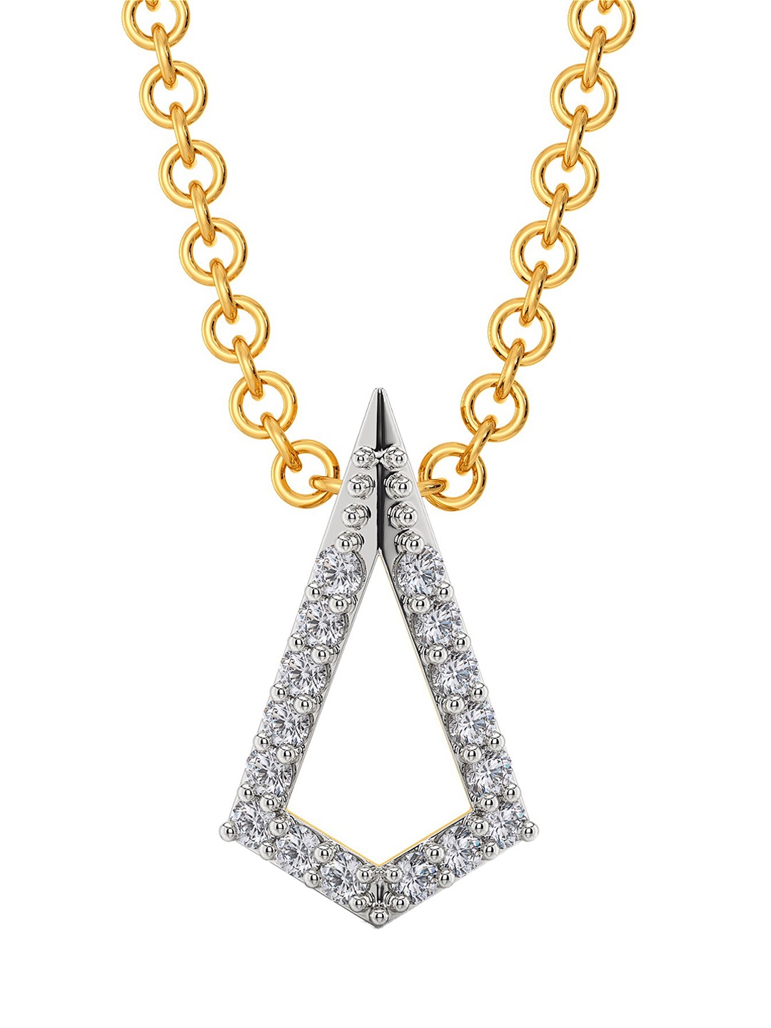 

MELORRA The Edgy Edit Diamond-Studded Rhodium-Plated 18KT Gold Pendant-0.68gm, Yellow