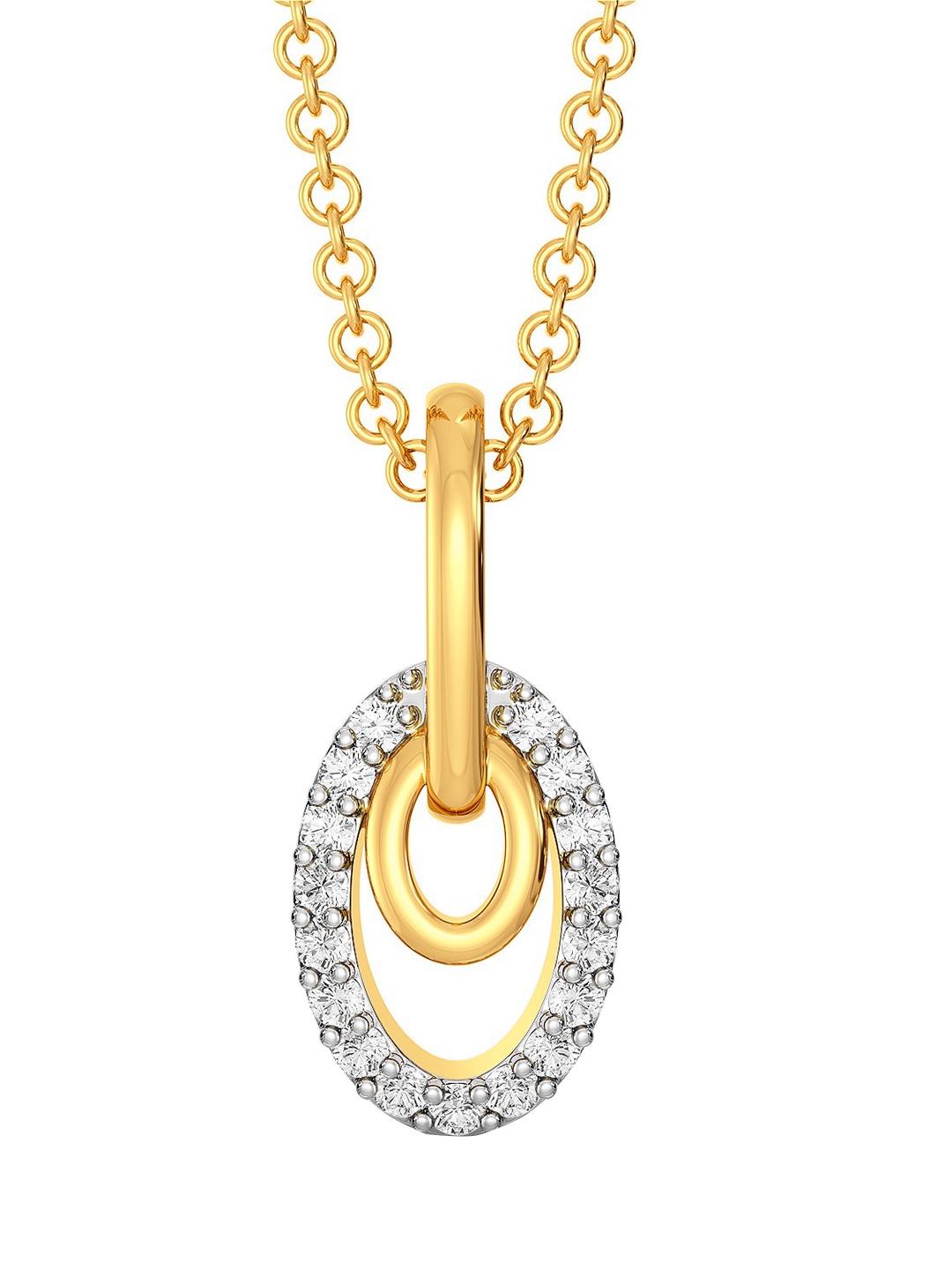 

Melorra Twinkle Twin Diamond-Studded 18KT Gold Pendant - 1.54gm