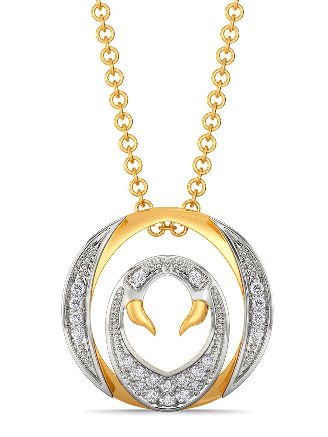 

MELORRA Swan Spark Diamond-Studded Rhodium-Plated 18KT Gold Pendant-2.36gm