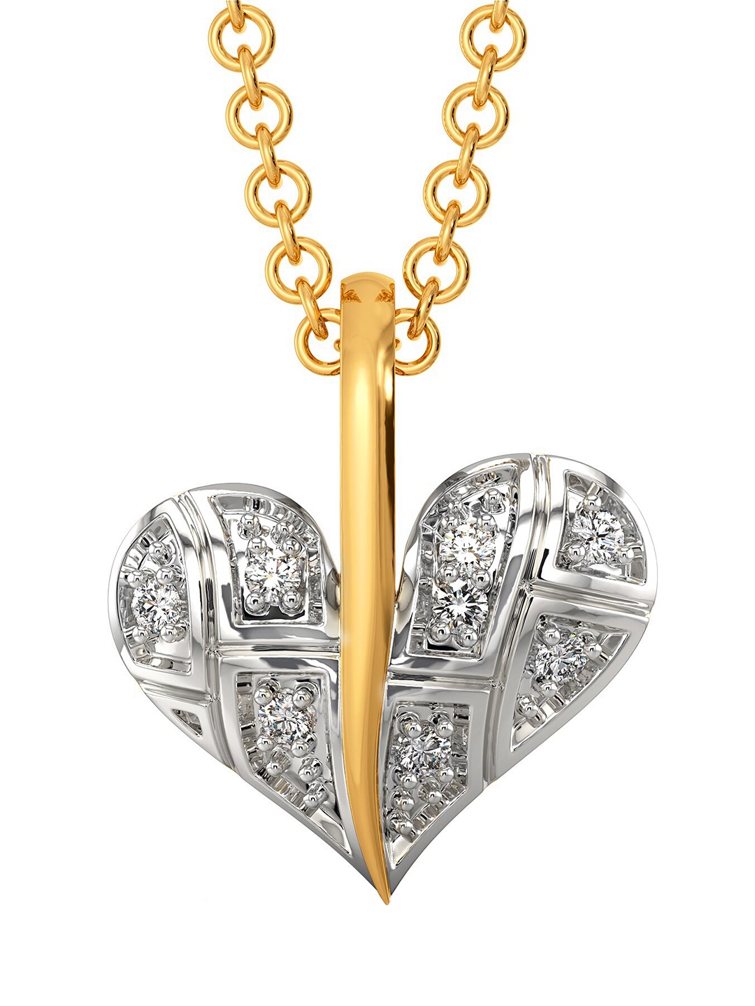 

MELORRA Playful Checks Rhodium-Plated 18KT Gold Diamond Pendant-1.47gm