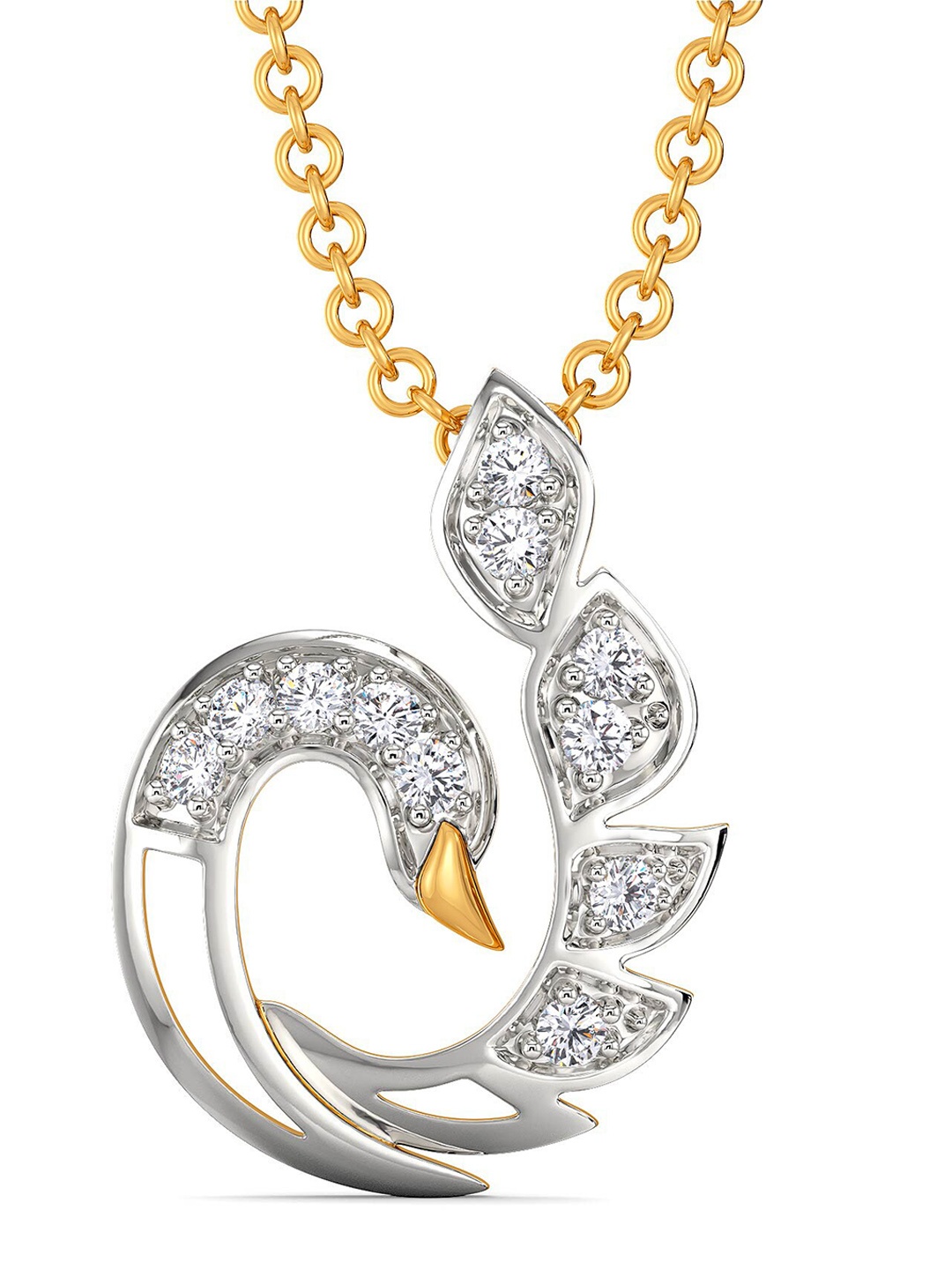 

MELORRA White Soiree Diamond-Studded Rhodium-Plated 18KT Gold Pendant-1.59gm