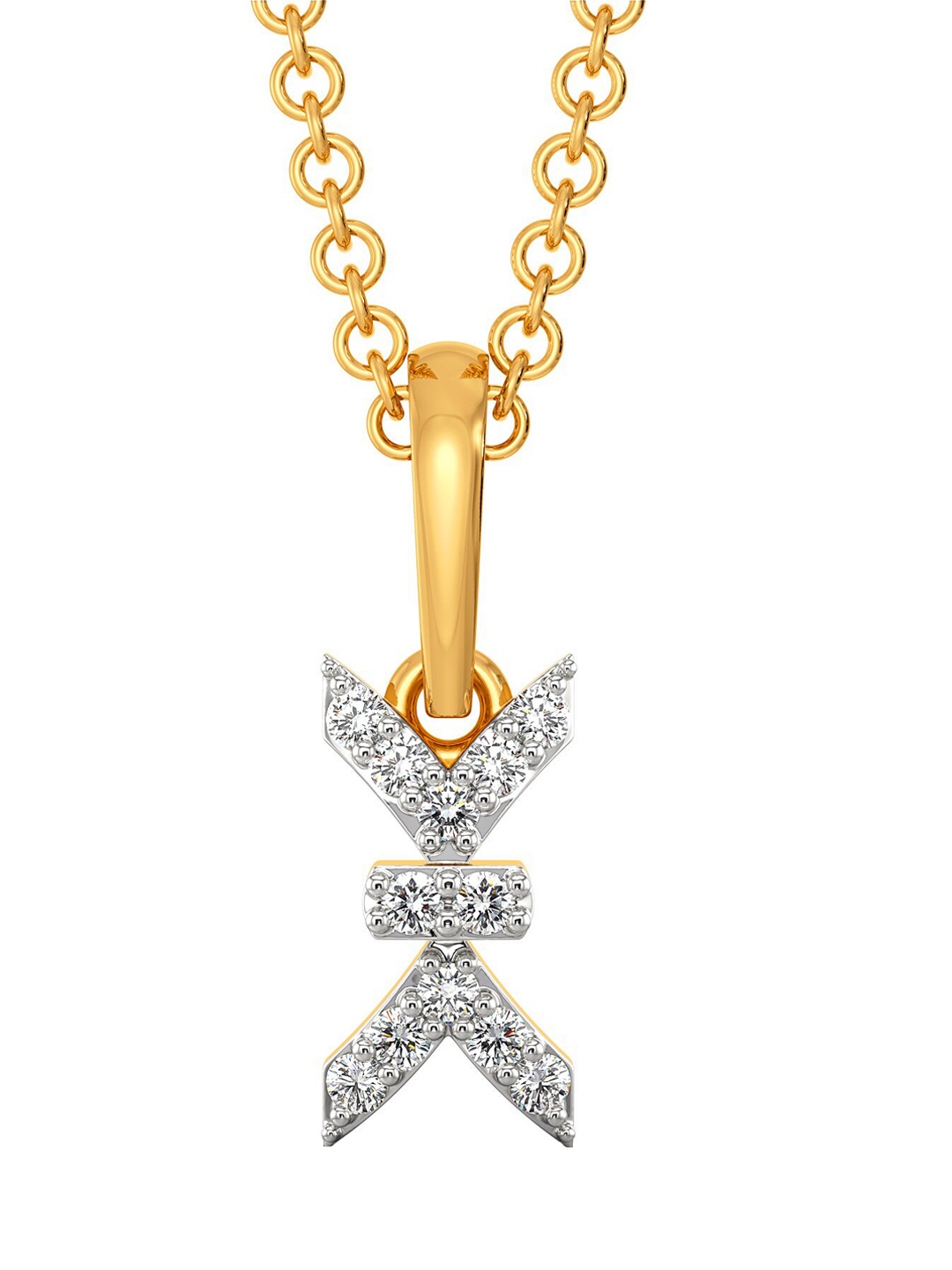 

MELORRA Disco Ribbons Diamond-Studded Rhodium-Plated 18KT Gold Pendant-0.96gm