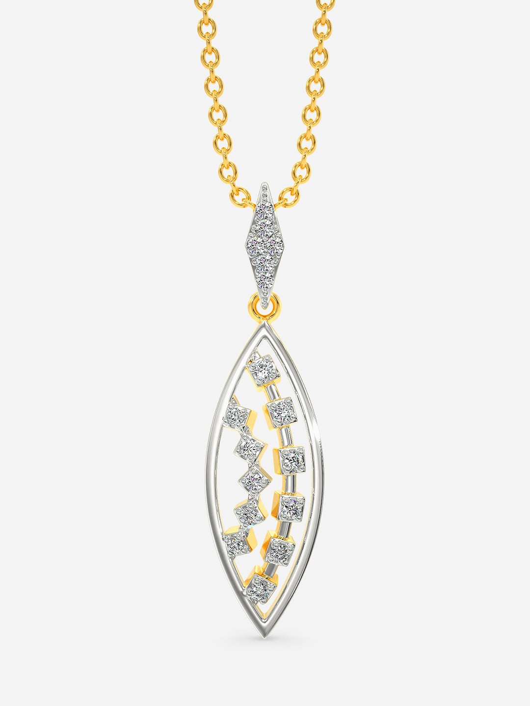 

MELORRA Braids N Knots Diamond-Studded Rhodium-Plated 18KT Gold Pendant-2.48gm