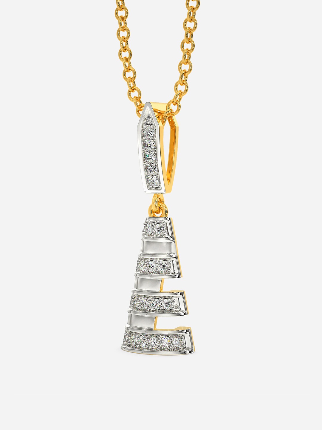 

MELORRA Obscure Soul Diamond-Studded Rhodium-Plated 18KT Gold Pendant-1.65gm