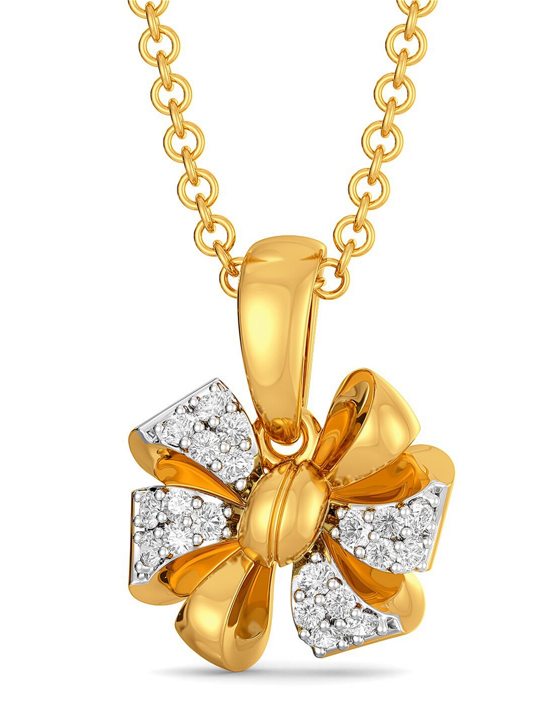 

MELORRA Bow Bouquet Diamond-Studded 18KT Gold Pendant - 2.81gm