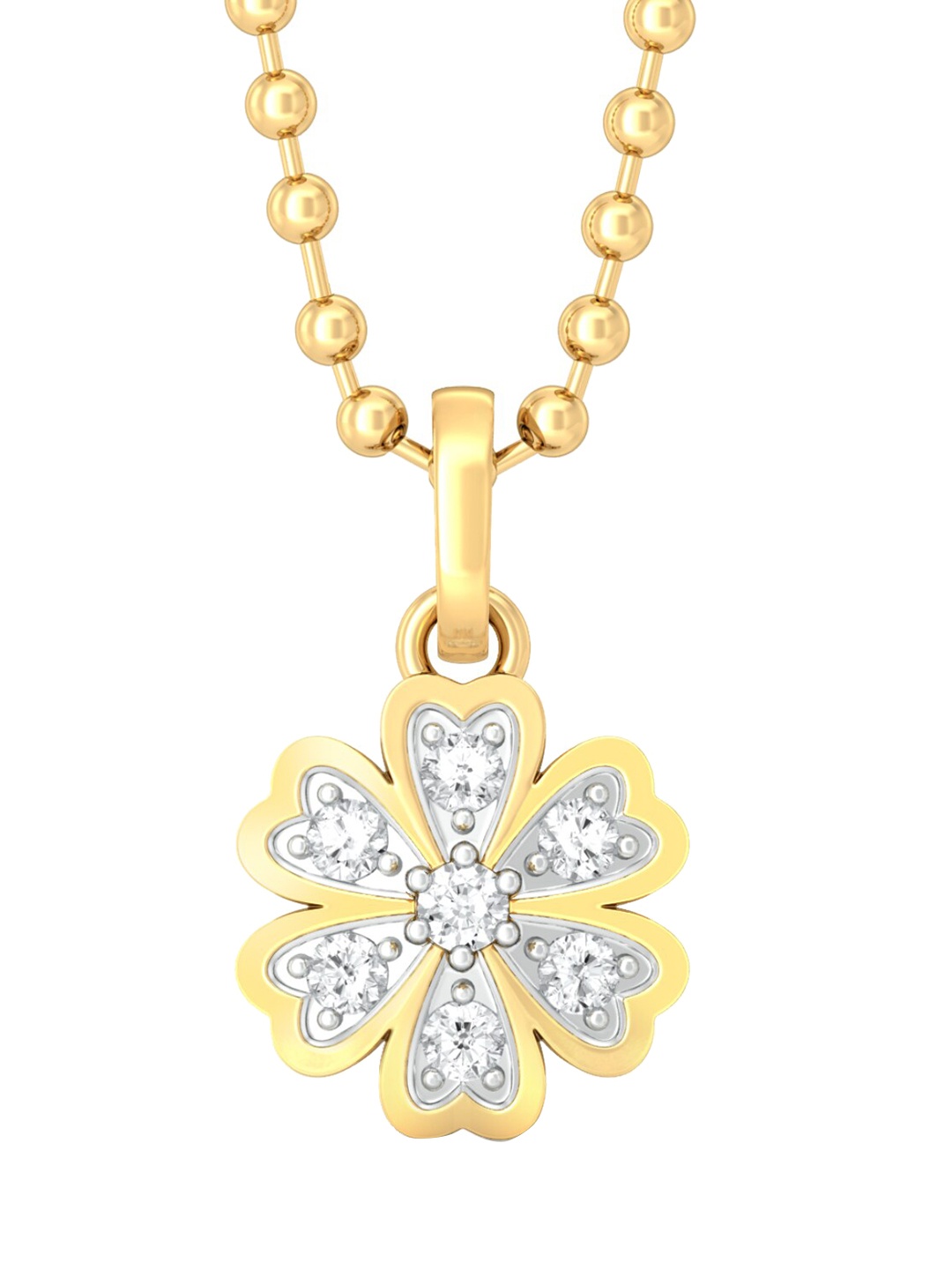 

MELORRA Star of Hearts Diamond-Studded Rhodium-Plated 18KT Gold Pendant-1.52gm