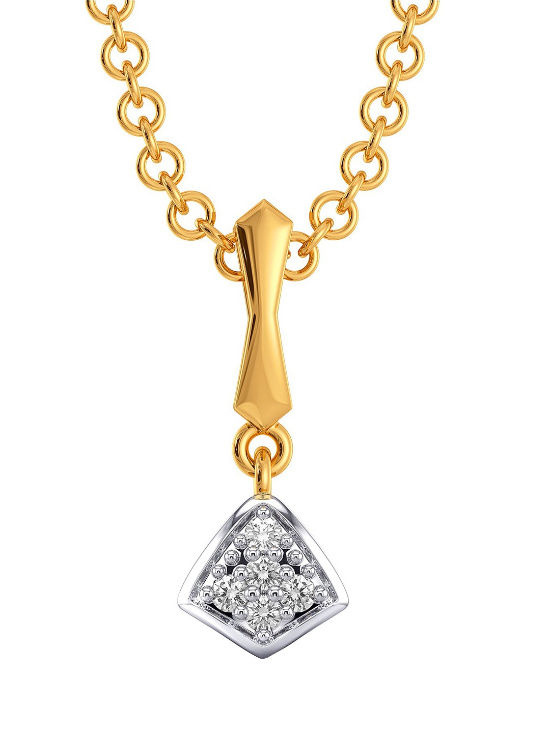 

MELORRA Bold Behold Diamond-Studded Rhodium-Plated 18KT Gold Pendant-0.55gm