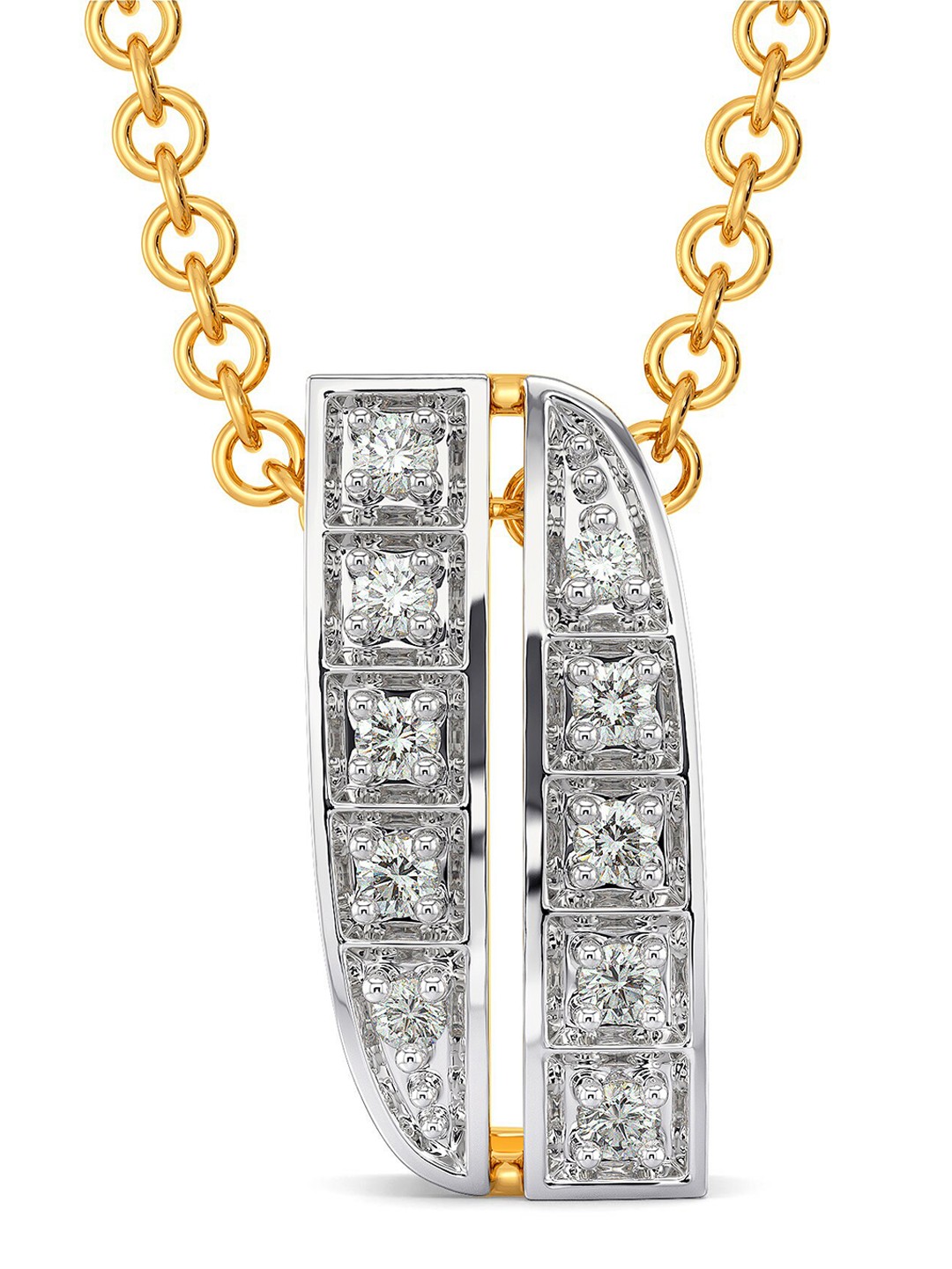 

MELORRA Formals Franais Diamond-Studded Rhodium-Plated 18KT Gold Pendant-1.02gm