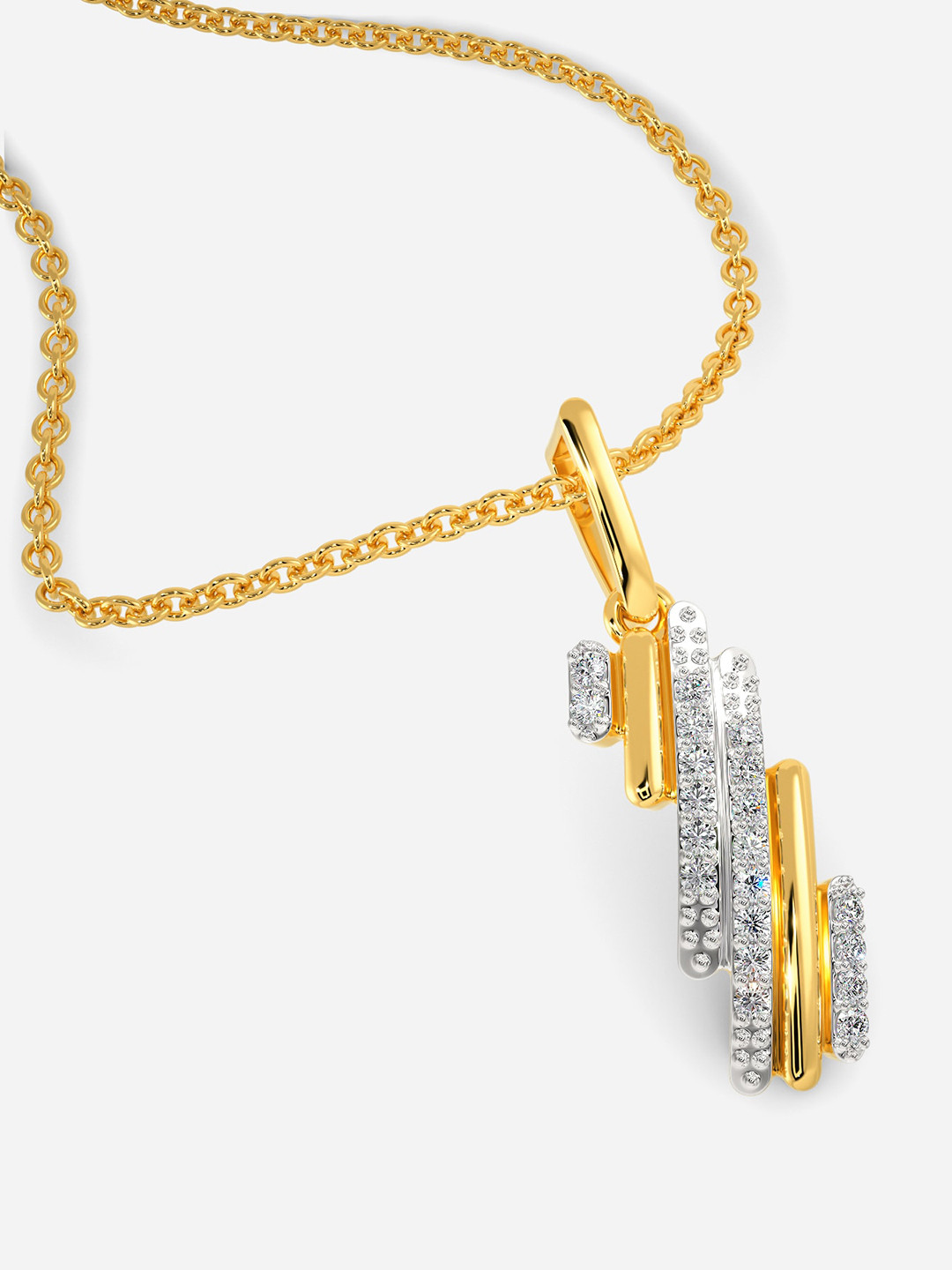 

MELORRA Winter Layers Diamond-Studded Rhodium-Plated 18KT Gold Pendant-1.63gm