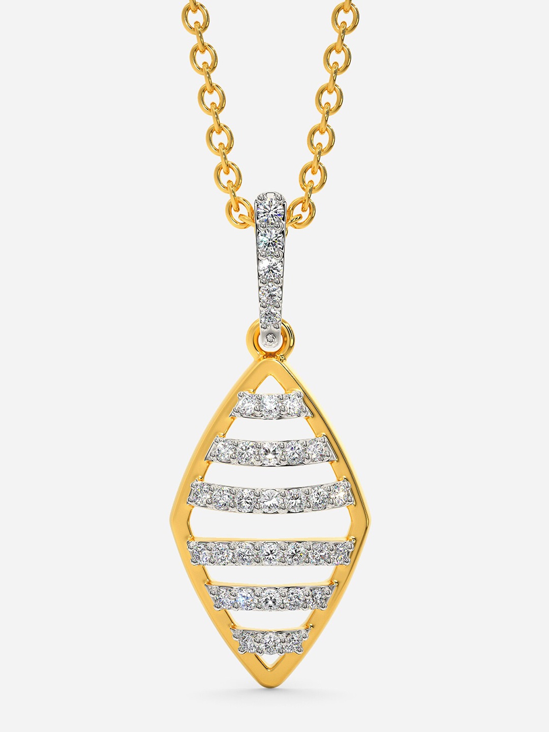 

MELORRA Puff it Up Diamond-Studded Rhodium-Plated 18KT Gold Pendant-1.74gm