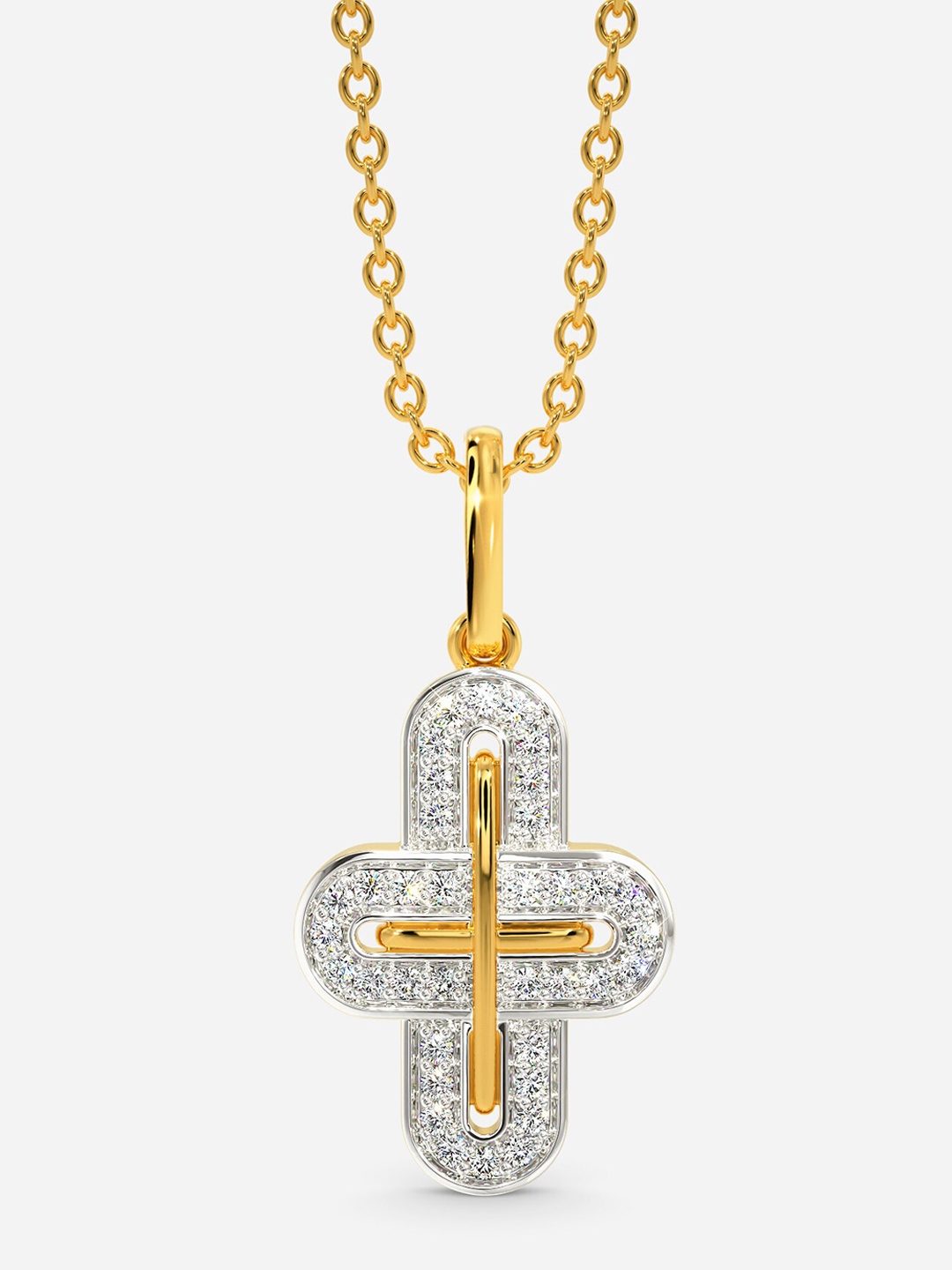 

MELORRA Minimal Gamble Diamond-Studded Rhodium-Plated 18KT Gold Pendant-2.28gm
